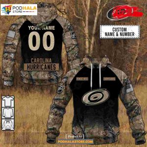 Custom NHL Carolina Hurricanes Hunting Camouflage Design Hoodie Sweatshirt Shirt 3D