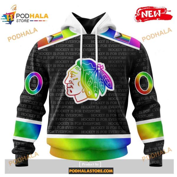 Custom NHL Chicago Blackhawks Pride Gradient Color Design Hockey Shirt Hoodie 3D