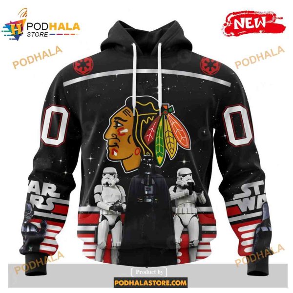 Custom NHL Chicago Blackhawks Star Wars Black Design Shirt Hoodie 3D