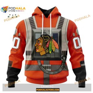 Custom NHL Chicago Blackhawks Star Wars Rebel Pilot Design Shirt Hoodie 3D