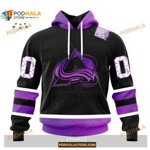 Custom NHL Colorado Avalanche Black Hockey Fights Cancer Shirt Hoodie 3D