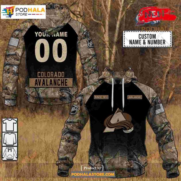 Custom NHL Colorado Avalanche Hunting Camouflage Design Hoodie Sweatshirt Shirt 3D