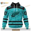 Custom NHL Detroit Red Wings Fight Ovarian Cancer Shirt Hoodie 3D