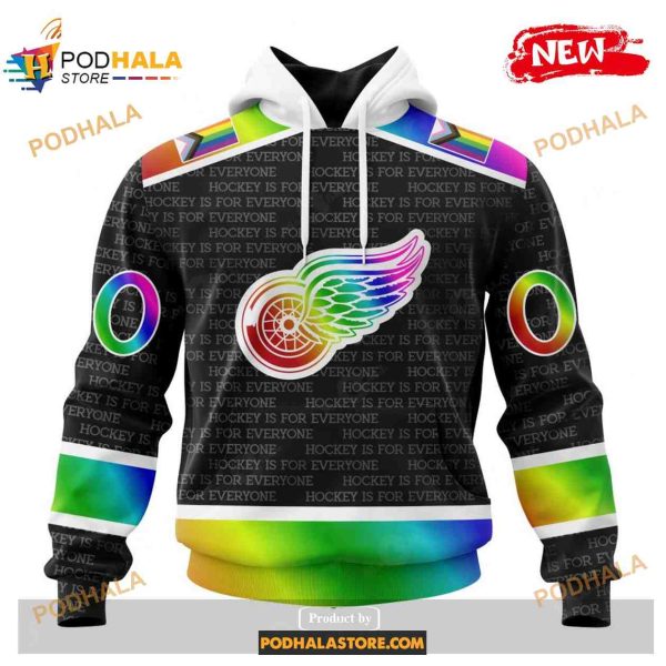 Custom NHL Detroit Red Wings Pride Gradient Color Design Hockey Shirt Hoodie 3D