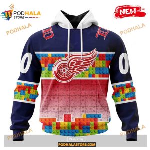 Custom NHL Detroit Red Wings Puzzle Game Gradients Full Color Shirt Hoodie 3D