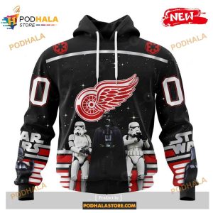 Custom NHL Detroit Red Wings Star Wars Black Design Shirt Hoodie 3D