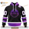 Custom NHL Edmonton Oilers Black Hockey Fights Cancer Shirt Hoodie 3D