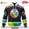 Custom NHL Edmonton Oilers Pride Gradient Color Design Hockey Shirt Hoodie 3D