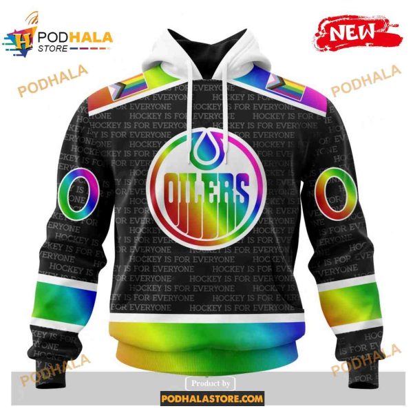 Custom NHL Edmonton Oilers Pride Gradient Color Design Hockey Shirt Hoodie 3D