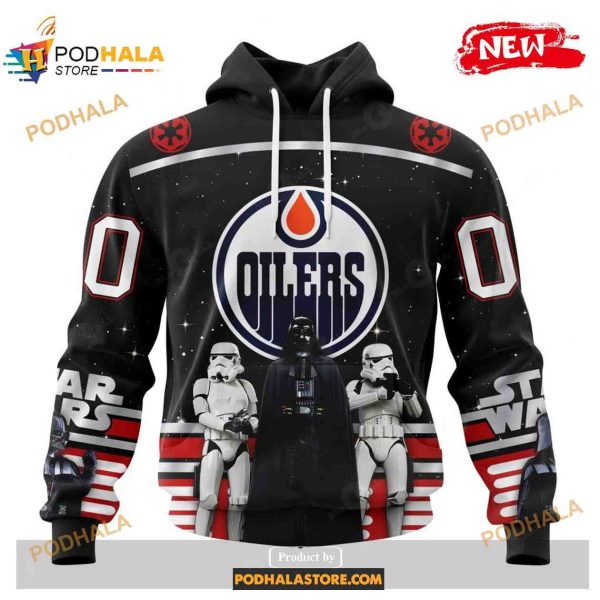 Custom NHL Edmonton Oilers Star Wars Black Design Shirt Hoodie 3D