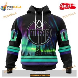 Custom NHL Edmonton Oilers With Northern Lights Shirt Hoodie 3D