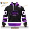 Custom NHL Montreal Canadiens Black Hockey Fights Cancer Shirt Hoodie 3D