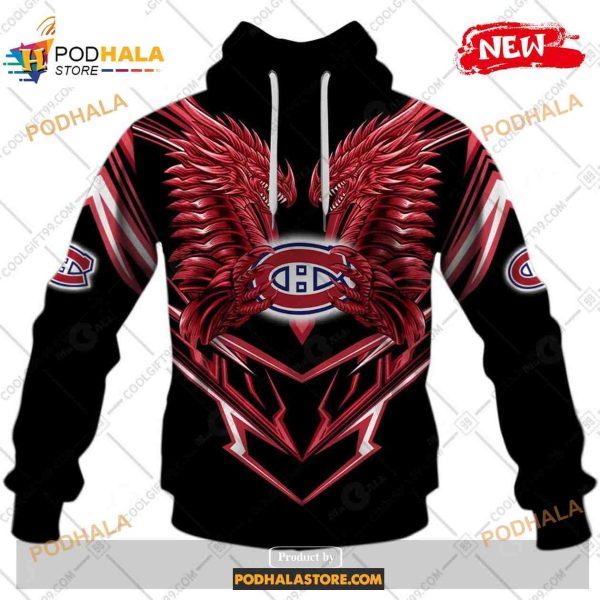 Custom NHL Montreal Canadiens Dragon Design Shirt Hoodie 3D