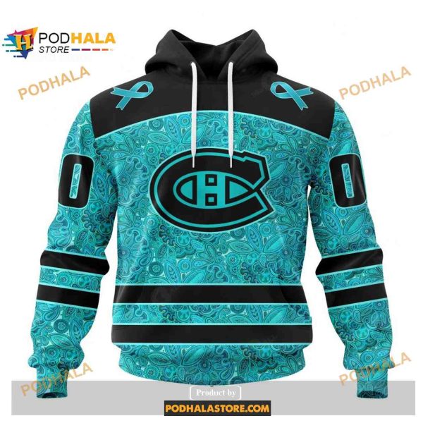 Custom NHL Montreal Canadiens Fight Ovarian Cancer Shirt Hoodie 3D