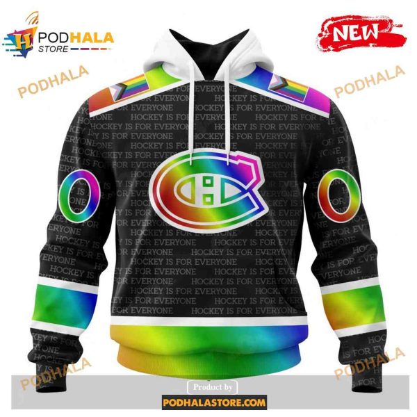 Custom NHL Montreal Canadiens Pride Gradient Color Design Hockey Shirt Hoodie 3D