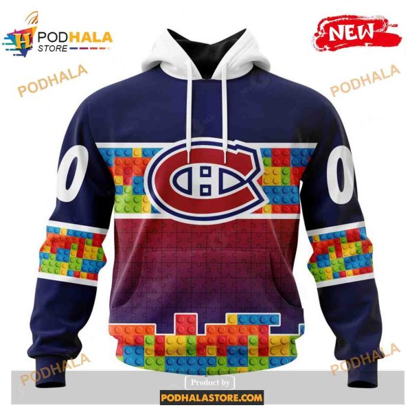 Custom NHL Montreal Canadiens Puzzle Game Gradients Full Color Shirt Hoodie 3D