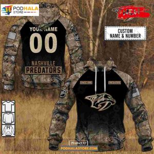 Custom NHL Nashville Predators Hunting Camouflage Design Hoodie Sweatshirt Shirt 3D