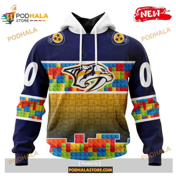 Custom NHL Nashville Predators Puzzle Game Gradients Full Color Shirt Hoodie 3D