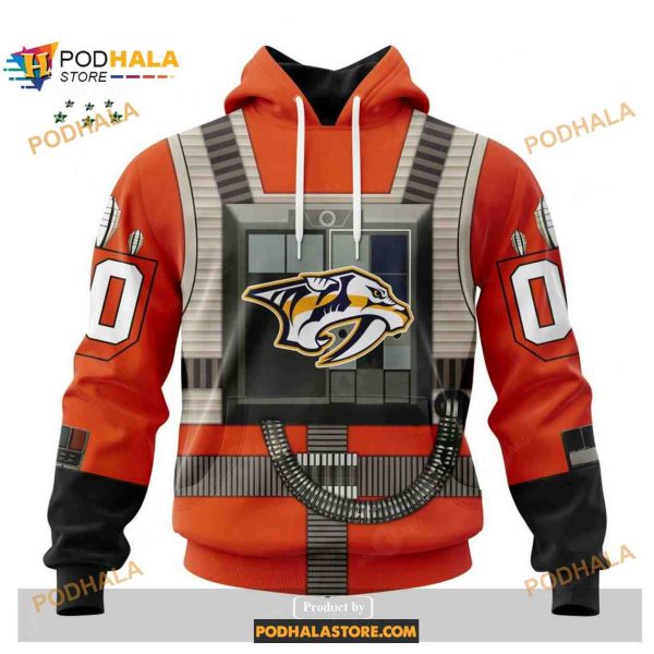 Custom NHL Nashville Predators Star Wars Rebel Pilot Design Shirt Hoodie 3D