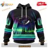 Custom NHL Nashville Predators With Northern Lights Shirt Hoodie 3D