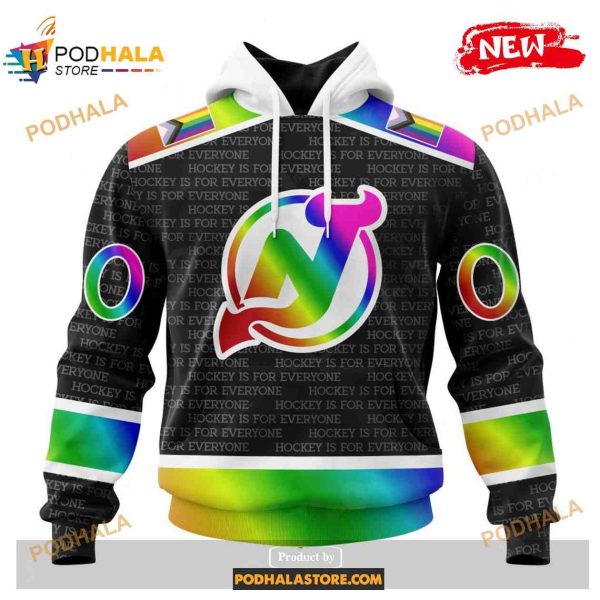 Custom NHL New Jersey Devils Pride Gradient Color Design Hockey Shirt Hoodie 3D