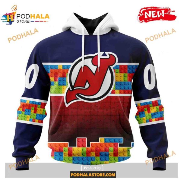 Custom NHL New Jersey Devils Puzzle Game Gradients Full Color Shirt Hoodie 3D