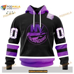 Custom NHL New York Islanders Black Hockey Fights Cancer Shirt Hoodie 3D