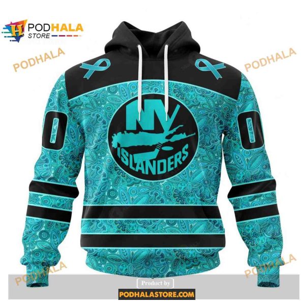 Custom NHL New York Islanders Fight Ovarian Cancer Shirt Hoodie 3D