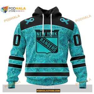 Custom NHL New York Rangers Fight Ovarian Cancer Shirt Hoodie 3D