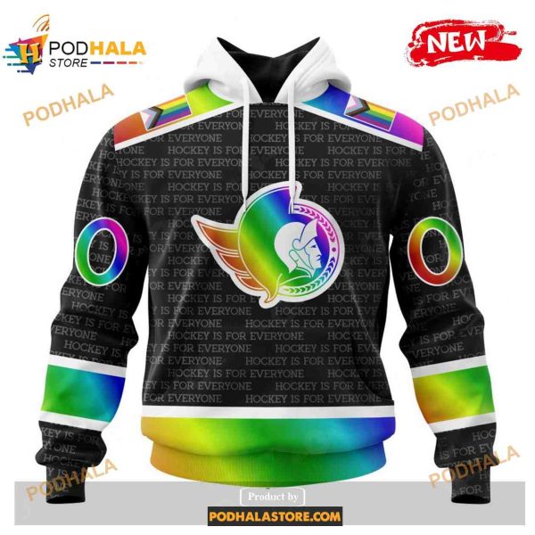 Custom NHL Ottawa Senators Pride Gradient Color Design Hockey Shirt Hoodie 3D