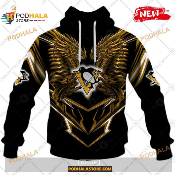 Custom NHL Pittsburgh Penguins Dragon Design Shirt Hoodie 3D