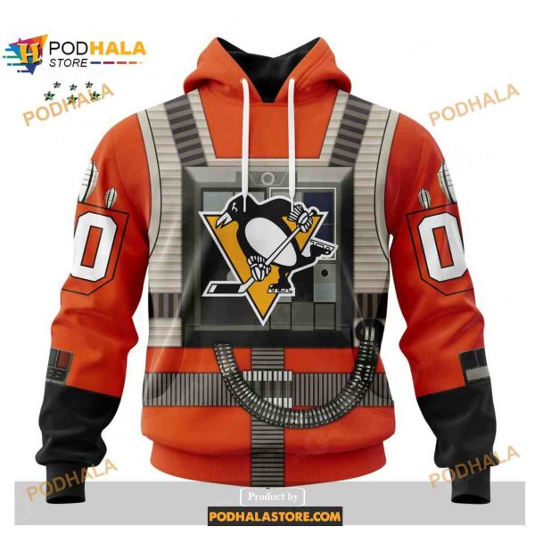 Custom NHL Pittsburgh Penguins Star Wars Rebel Pilot Design Shirt Hoodie 3D