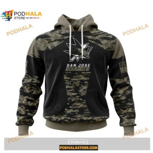 Custom NHL San Jose Sharks Color Military Members Kits V5 Shirt Hoodie 3D