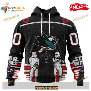 Custom NHL San Jose Sharks Star Wars Black Design Shirt Hoodie 3D