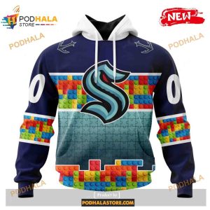 Custom NHL Seattle Kraken Puzzle Game Gradients Full Color Shirt Hoodie 3D