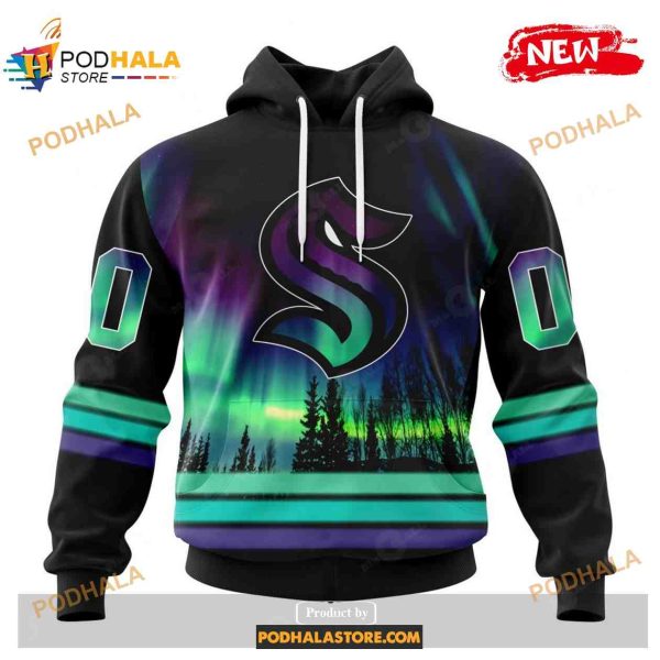 Custom NHL Seattle Kraken With Northern Lights Shirt Hoodie 3D