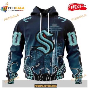 Custom NHL Seattle Kraken With Space Needle Shirt Hoodie 3D