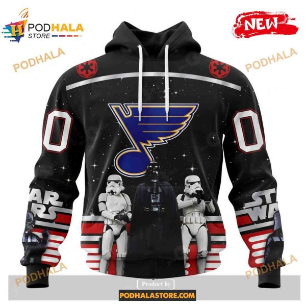 Custom NHL St Louis Blues Star Wars Black Design Shirt Hoodie 3D