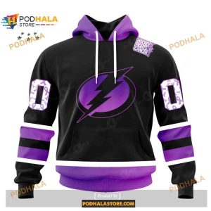 Custom NHL Tampa Bay Lightning Black Hockey Fights Cancer Shirt Hoodie 3D