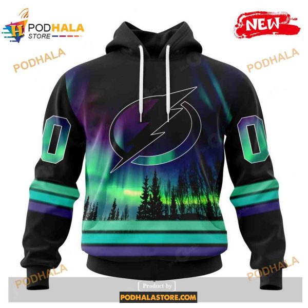 Custom NHL Tampa Bay Lightning With Northern Lights Shirt Hoodie 3D