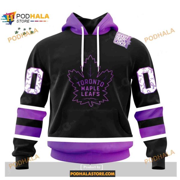 Custom NHL Toronto Maple Leafs Black Hockey Fights Cancer Shirt Hoodie 3D