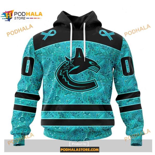 Custom NHL Vancouver Canucks Fight Ovarian Cancer Shirt Hoodie 3D