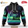 Custom NHL Vancouver Canucks With Northern Lights Shirt Hoodie 3D