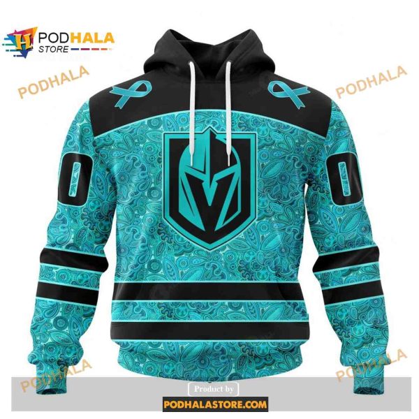 Custom NHL Vegas Golden Knights Fight Ovarian Cancer Shirt Hoodie 3D