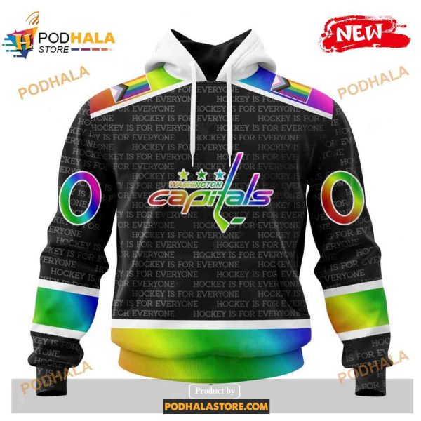 Custom NHL Washington Capitals Pride Gradient Color Design Hockey Shirt Hoodie 3D