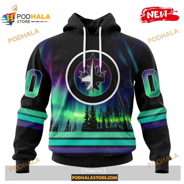 Custom NHL Winnipeg Jets With Northern Lights Shirt Hoodie 3D