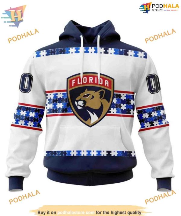 Custom Name And Number Autism Awareness NHL Florida Panthers Hoodie 3D