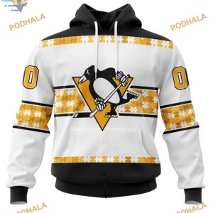 Custom Name And Number Autism Awareness NHL Pittsburgh Penguins Hoodie 3D