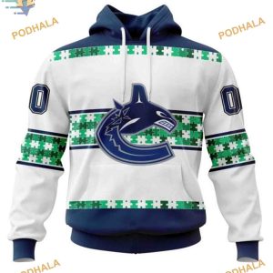 Custom Name And Number Autism Awareness NHL Vancouver Canucks Hoodie 3D