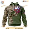 Custom Name And Number Camo Skull Design NHL New York Islanders Hoodie 3D